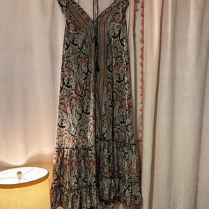 Chic Paisley Maxi Dress in Black and Orange